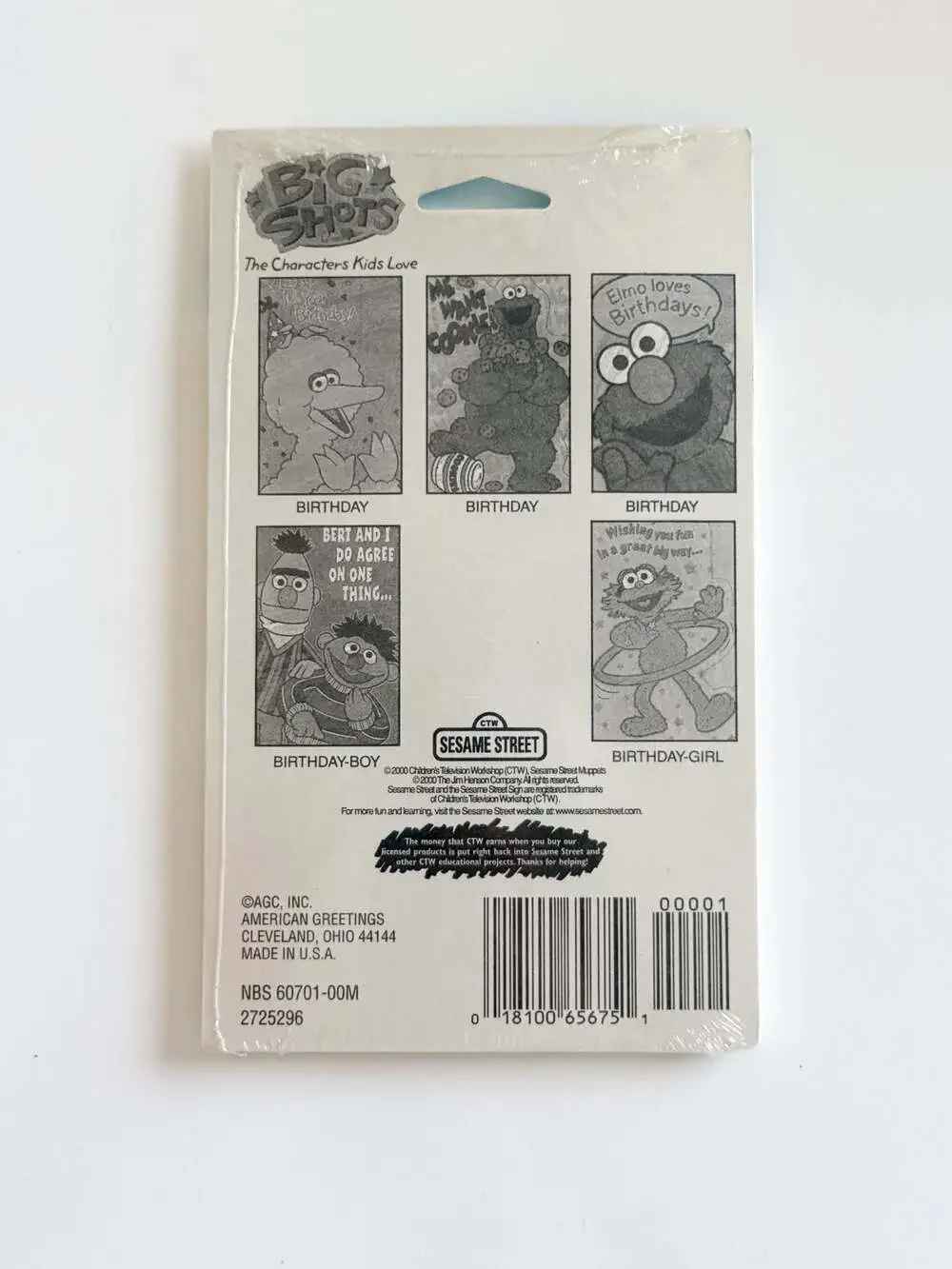 American Greetings Sesame Street Big Shots 5 Kids Birthday Cards Pack